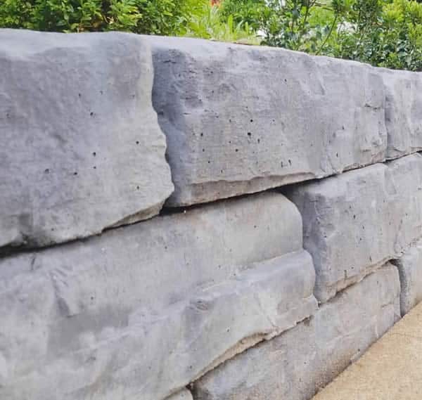 Block retaining wall built by White Oak Landscapes